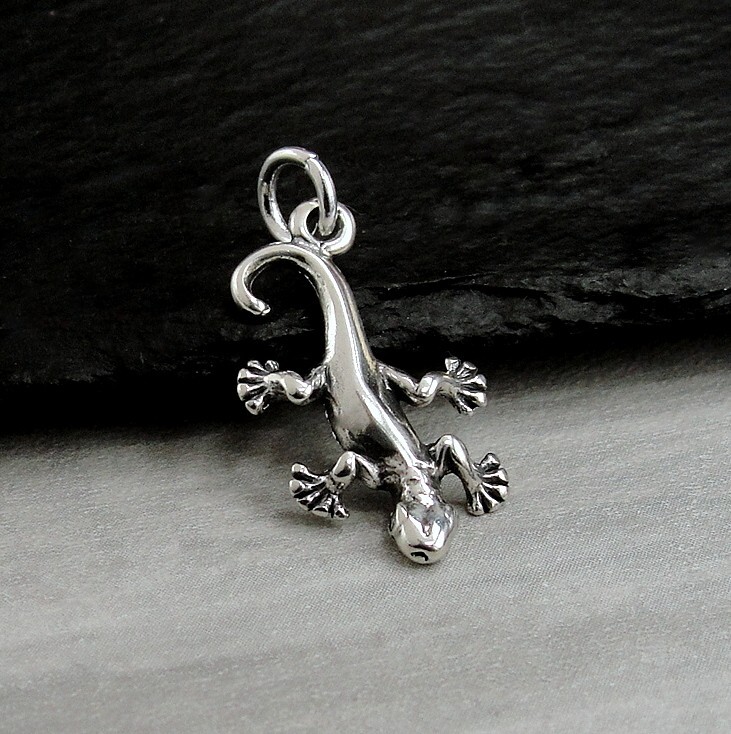 925 Sterling Silver Lizard Gecko Charm – Salamander Newt Reptile Pendant Jewelry