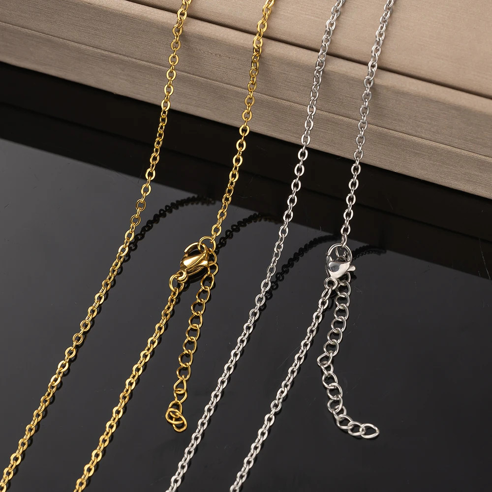 10pcs 45+5cm Gold Stainless Steel Link Cable Chain Necklace with Lobster Clasps
