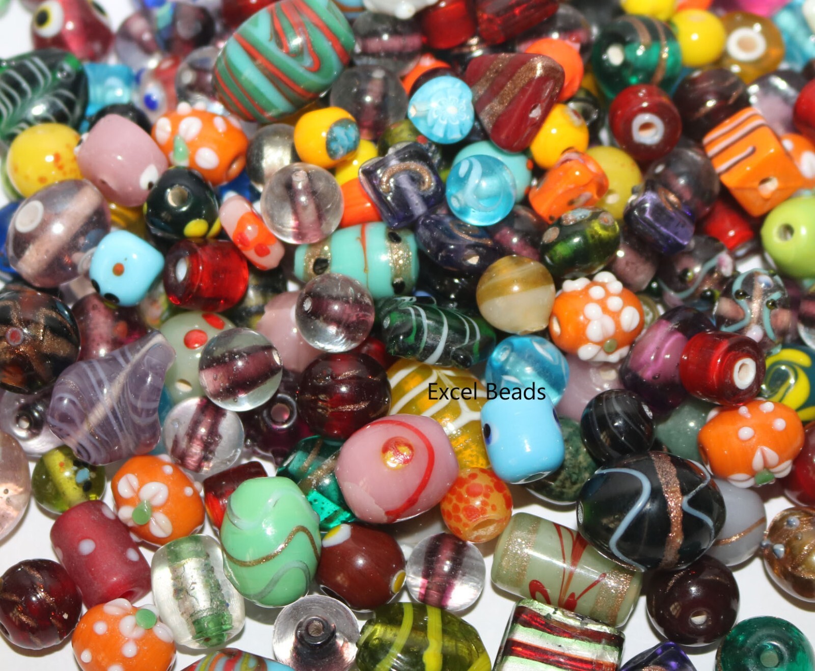 200 Lampwork Glass Beads of Mixed Style & Colors, Handmade Glass Beads Mix.