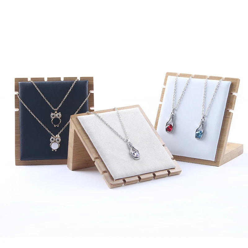 Bamboo Necklace Display Jewelry PendantVStand Holder Storage Organizer Rack