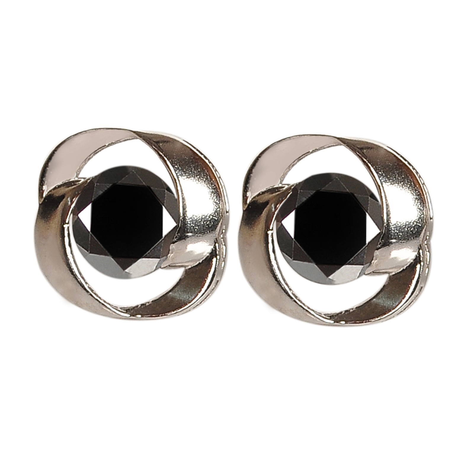 4.00 Cts. 100% Natural Jet Black Diamond Studs In 925 Silver -Tariffs Free