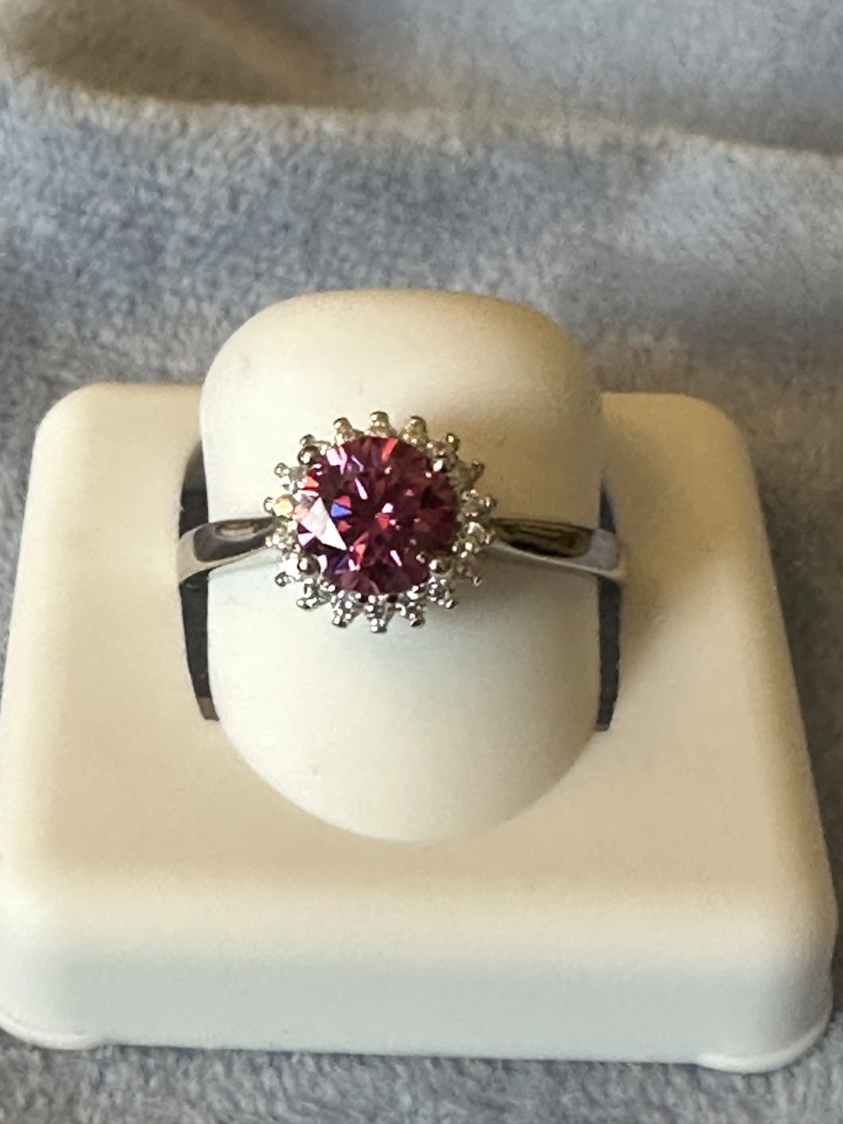 925 sterling silver pink moissanite ring