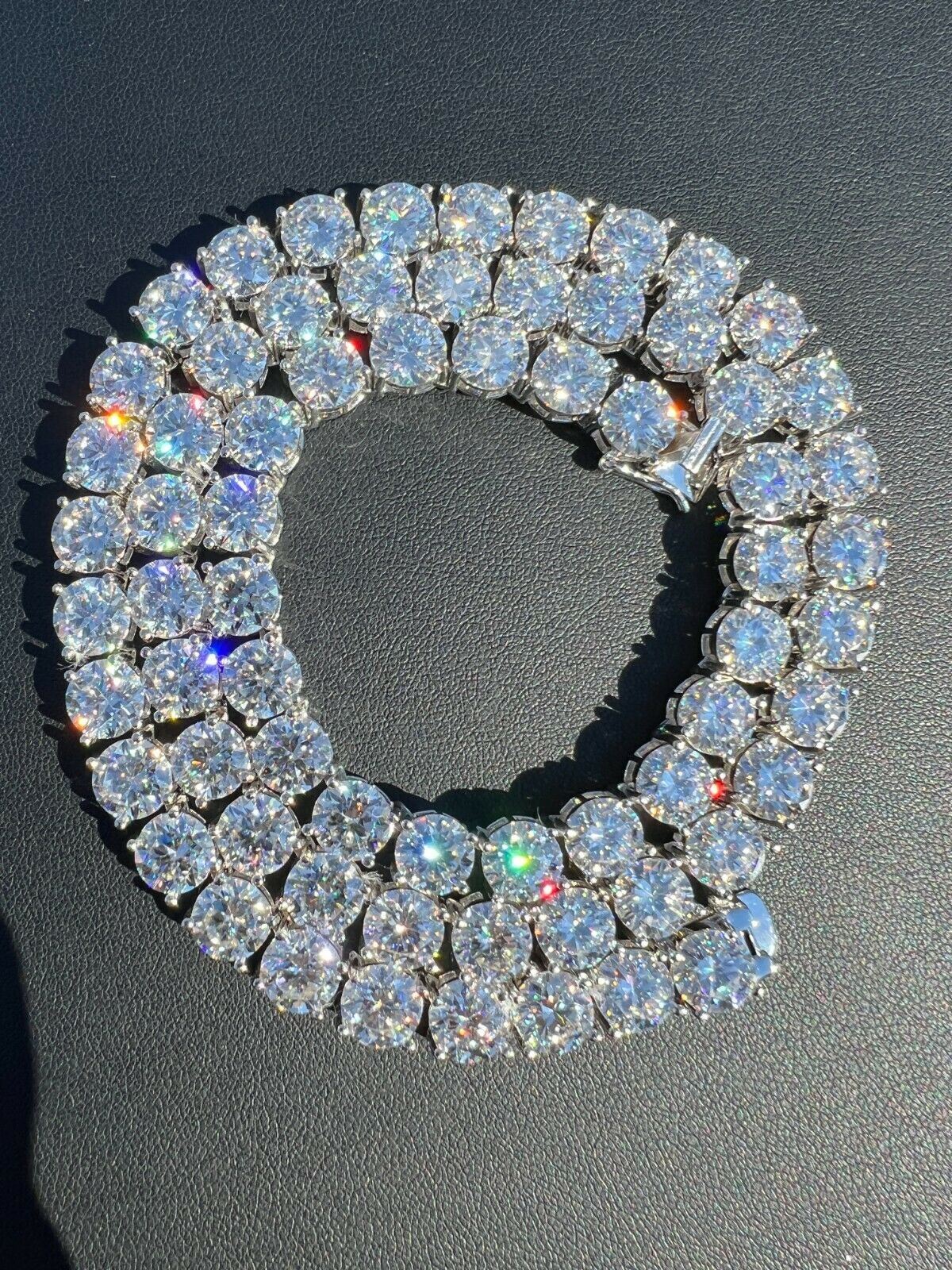 REAL BIG 8mm 100-170ct MOISSANITE Tennis Chain Necklace Pass Test 16-28″ Iced