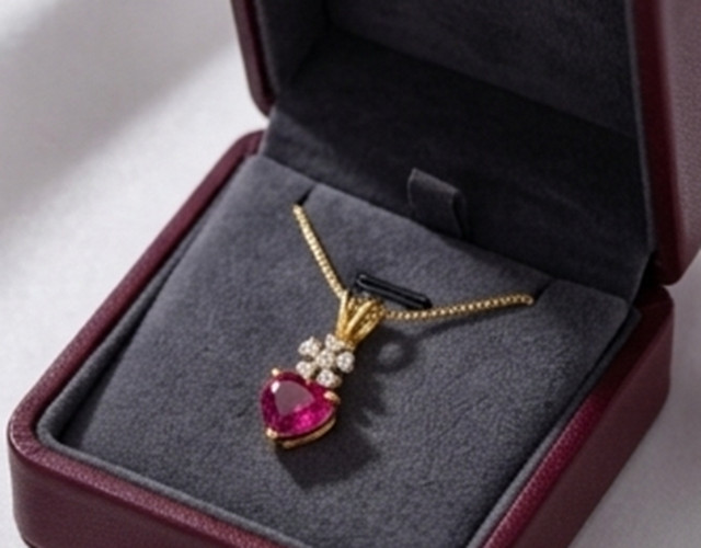 5ct Heart Simulated Pink Ruby/Diamond Anniversary Gift Pendant Rose Gold Plated