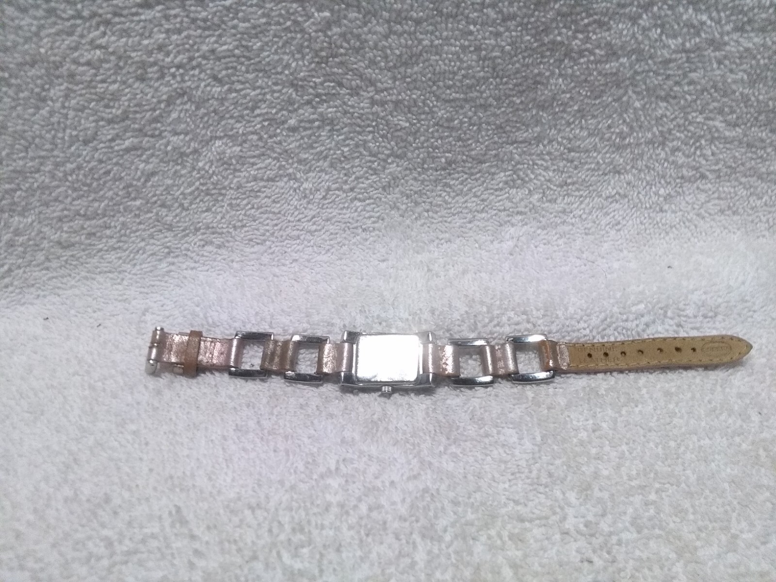 Fossil Quartz Watch Silver Dial Case Faded Pink Lather Link Band New Bat Works