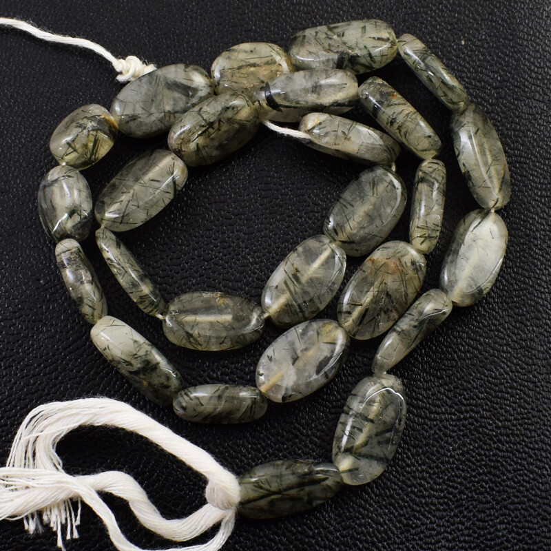 100.00 Cts / 13 Inches Natural Rutile Quartz Oval Shape Beads Strand NE-09E201