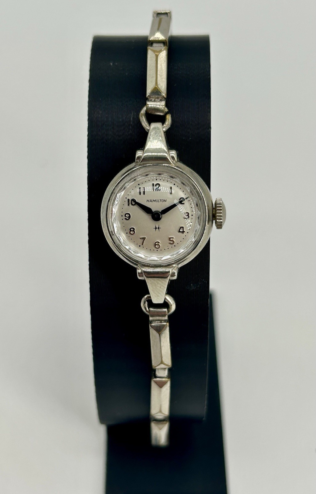Vintage 1955 Hamilton Jenny-B 22J Ladies Watch 10K White Gold Filled Running USA
