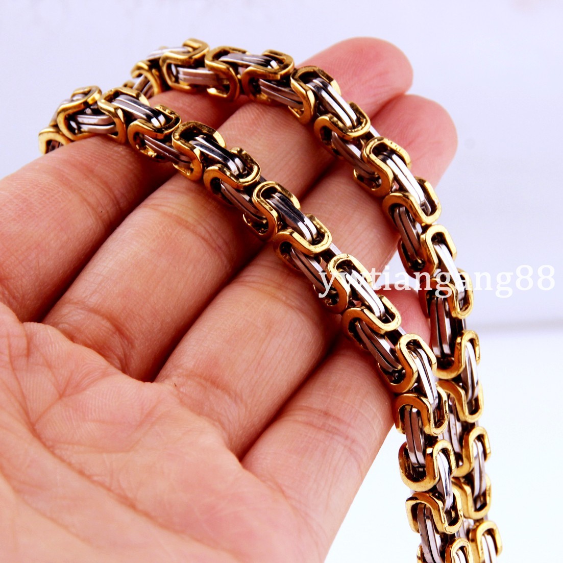 16~40″ 4/5/8mm Charming Stainless Steel Byzantine Box Chain Mens Women Necklace