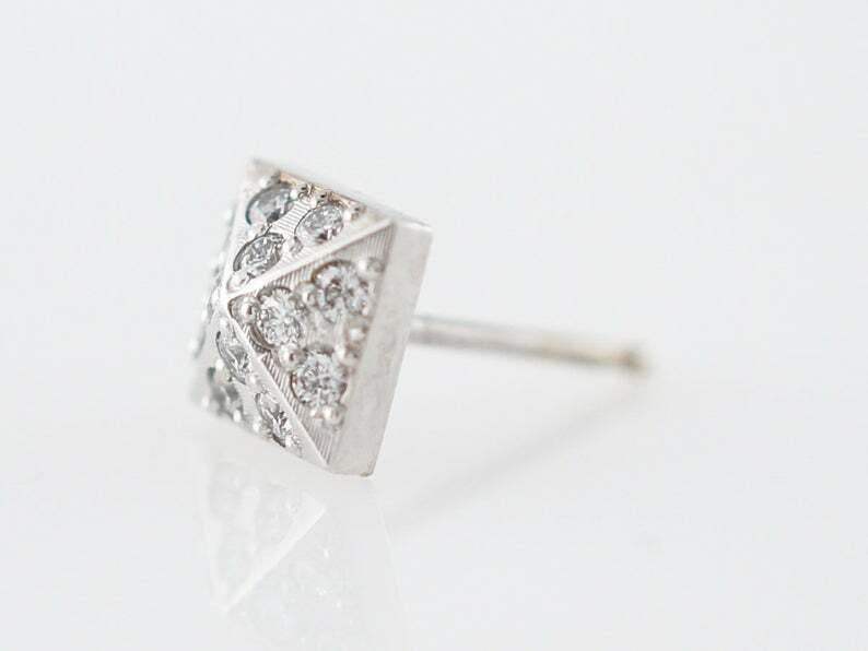0.24ct Lab-Created Moissanite Pyramid Solitaire Stud Earrings White Gold Plated