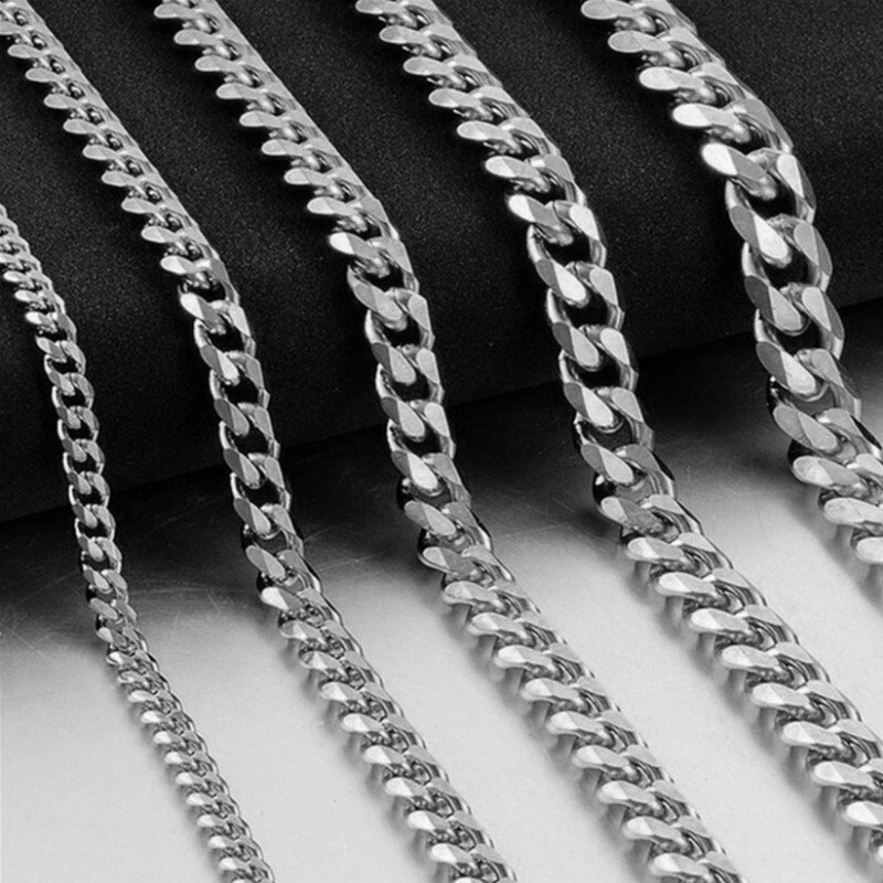 Hip Hop Width 3/5/7/9MM Cuban Link Stainless Steel Chains Necklace for Men Basic