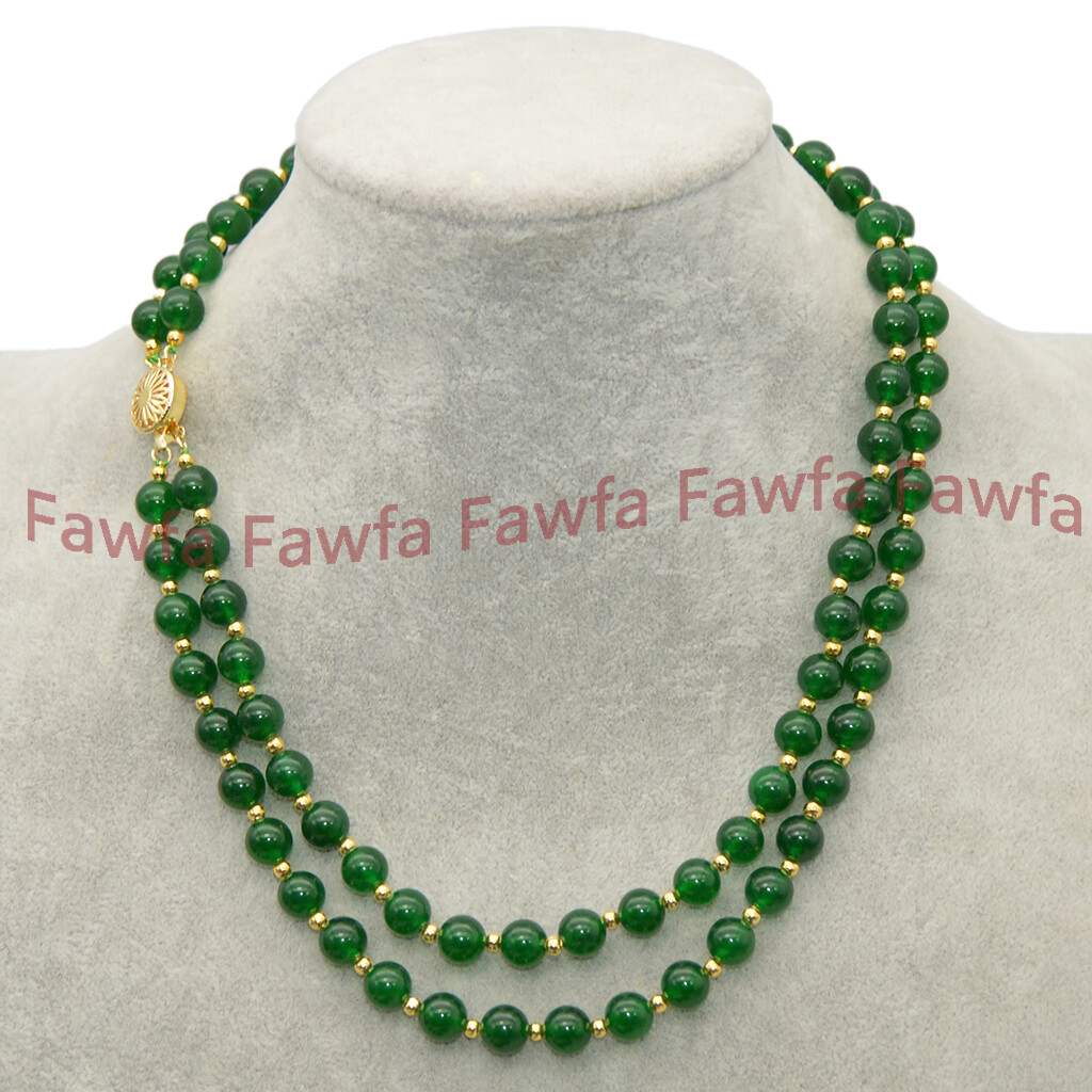 Natural 2 Rows 6/8/10/12mm Multicolor Jade Gemstone Round Beads Jewelry Necklace