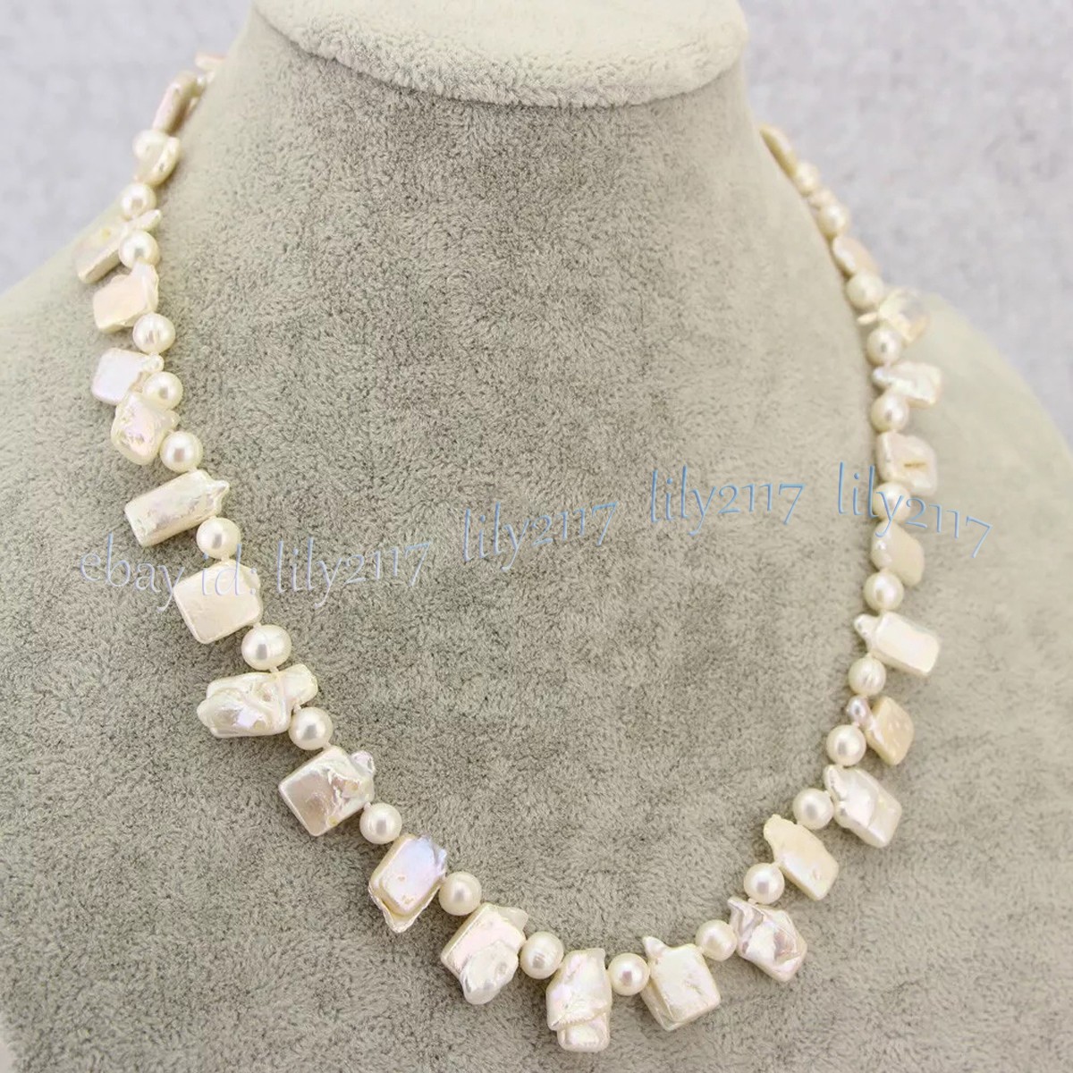 10-18mm Natural Unique Irregular White Freshwater Baroque Pearl Necklace 14-48in