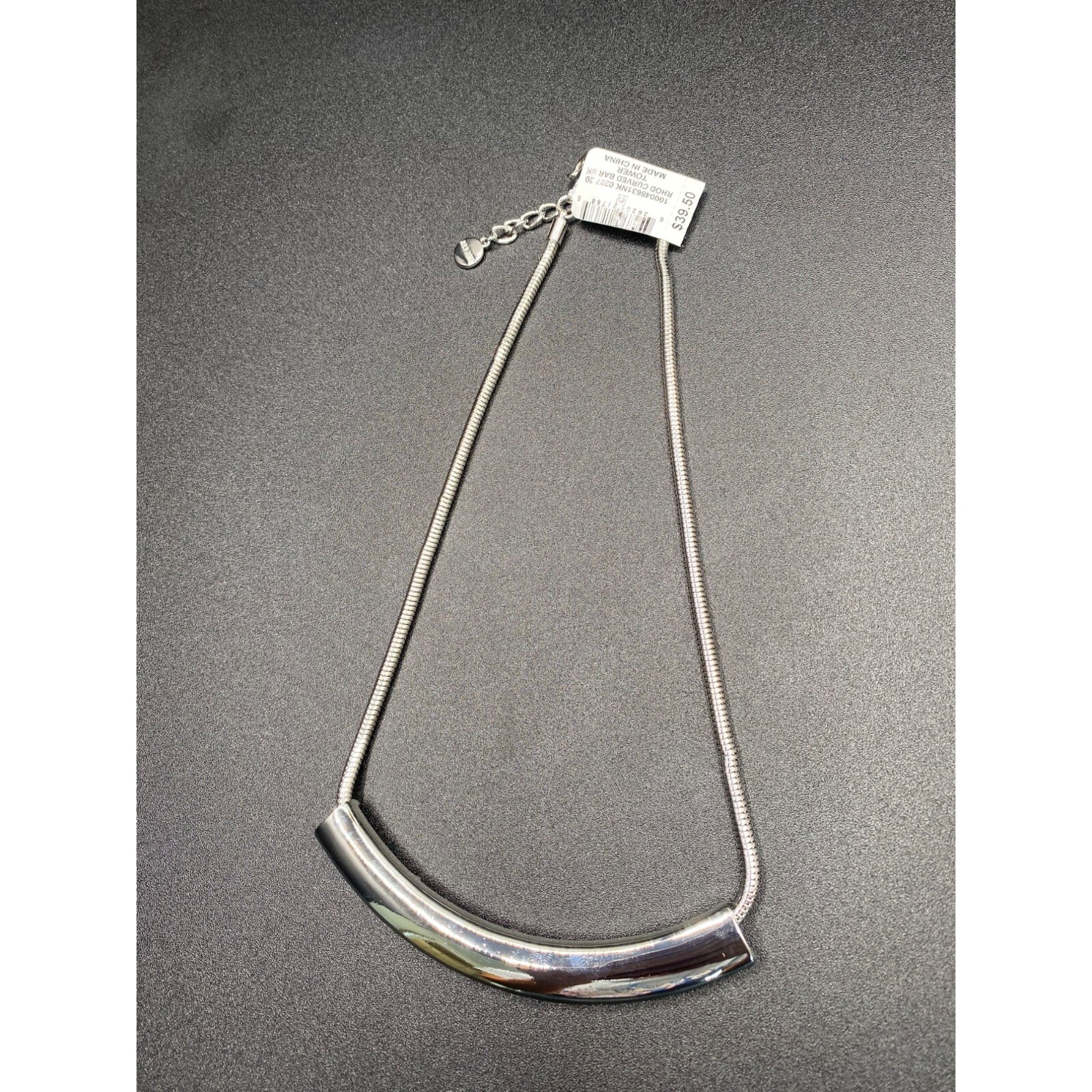 Alfani Women’s silver Curved Bar Collar Necklace 17″ + 2″ Extender NWT