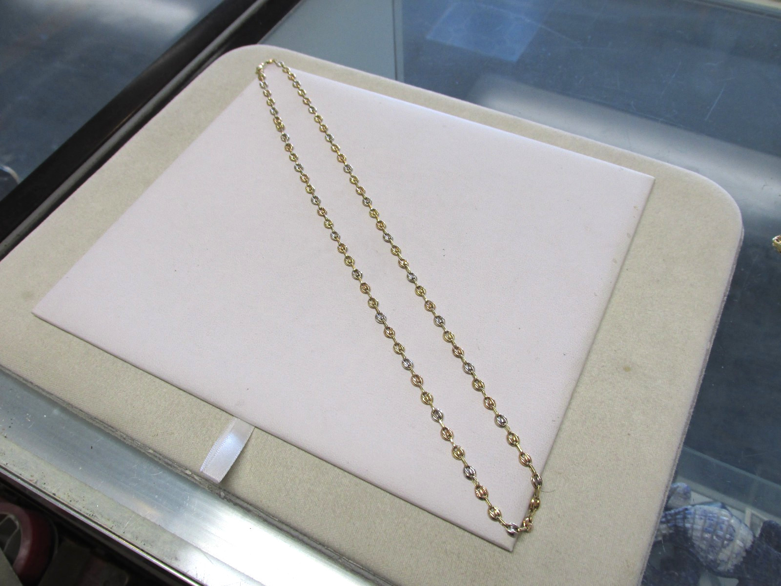 18k Solid Tri Color Gold Anchor Link Necklace 20.5 in. for Him / Her NO RESERVE