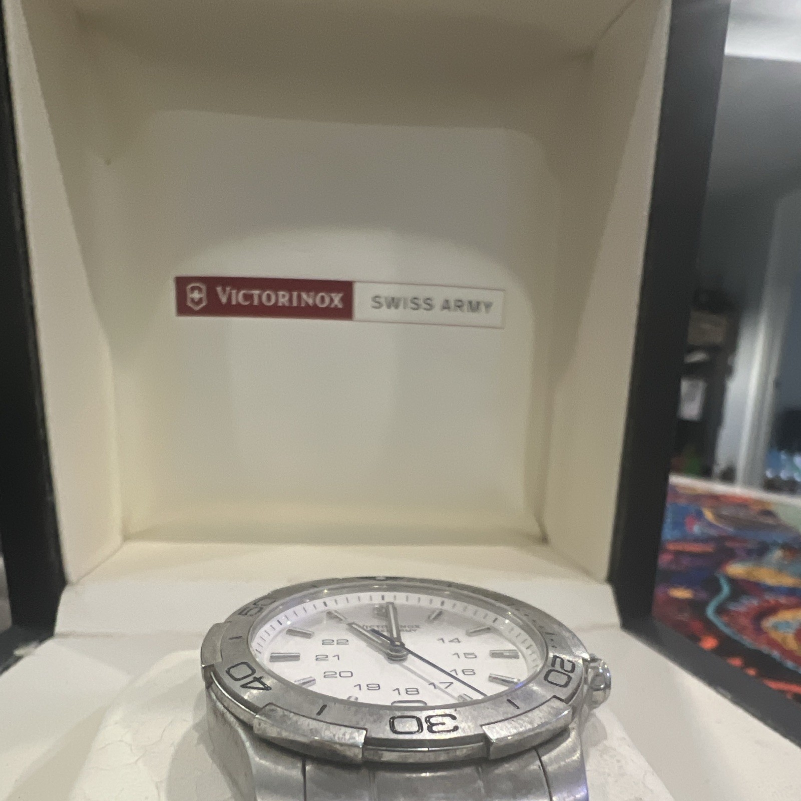Victorinox Swiss Army Men’s Quartz 100m Sport Watch White Dial Date Box