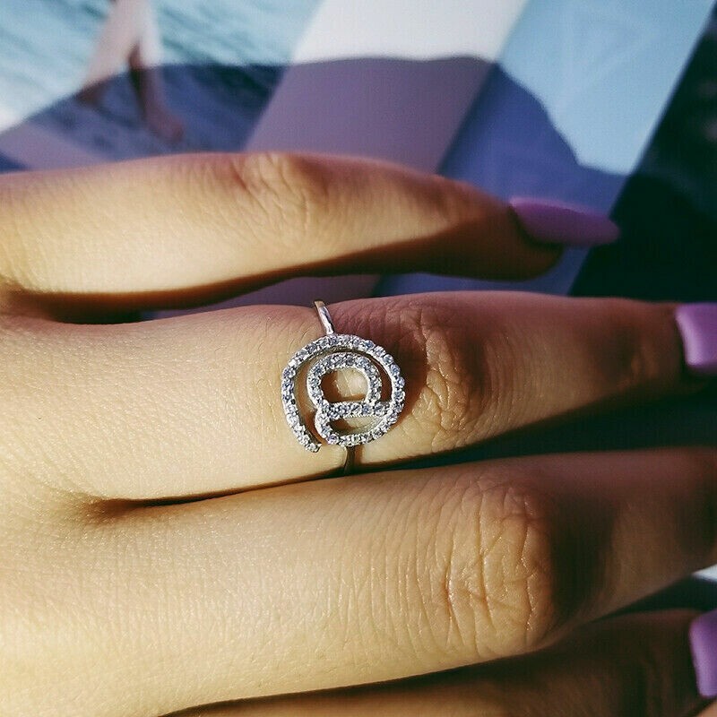 1 Ct Round Lab Created Diamond Women’s @ Band Ring 14k White Gold Plated