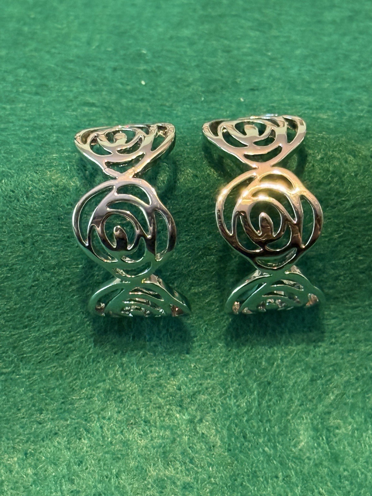 Vintage Silver Metal Rose Flower Ear Cuff Climber Post Earrings