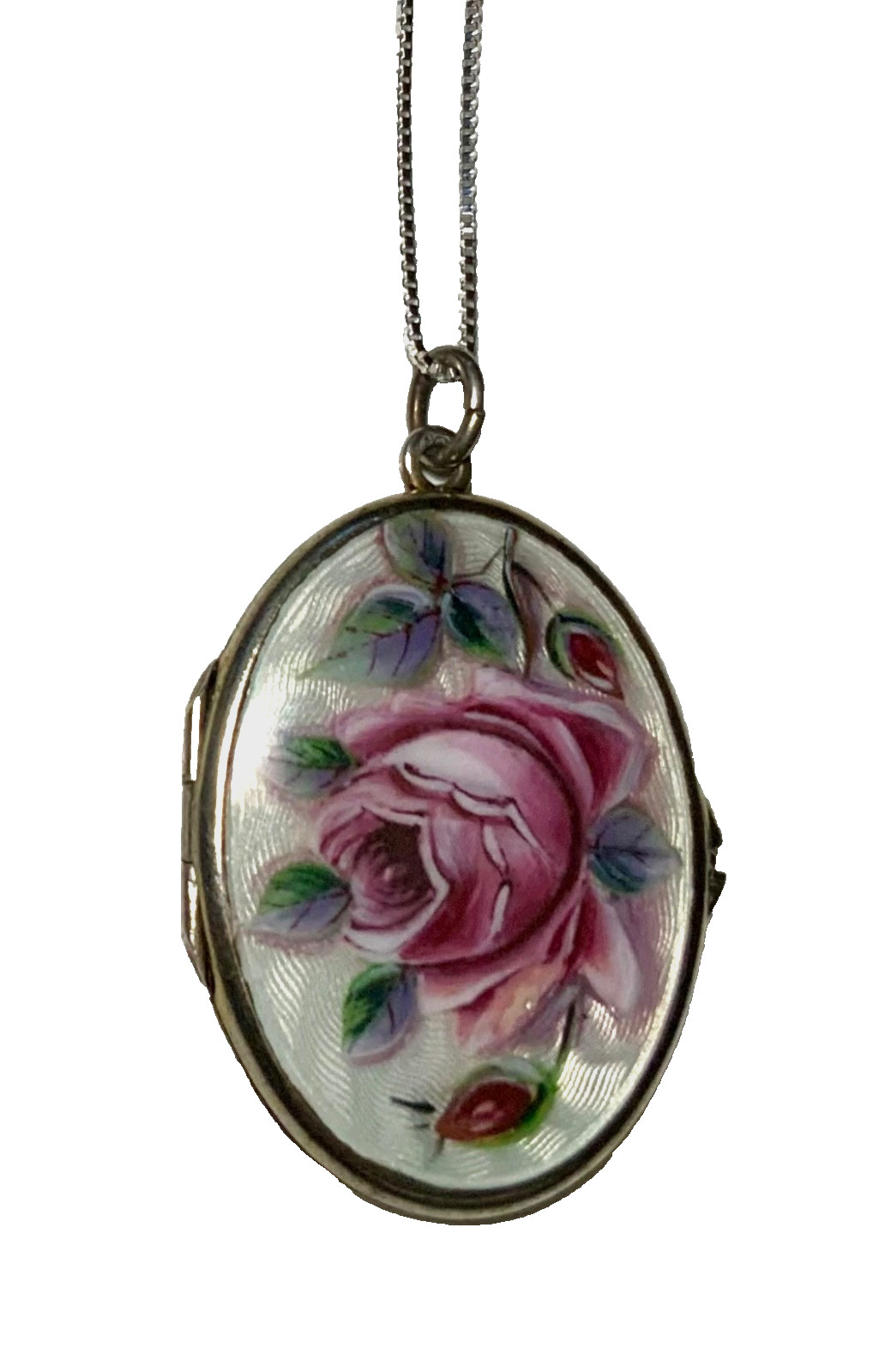 ABSOLUTELY STUNNING! Antique Sterling *ENAMEL GUILLOCHE* Locket MINT CONDITION!!