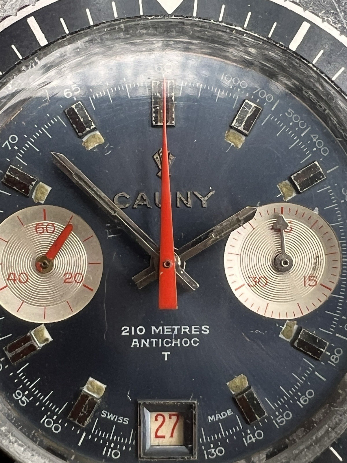 Vintage Swiss Jumbo Cauny Prima Chronograph Diver – Valjoux 7734 – Rare Model