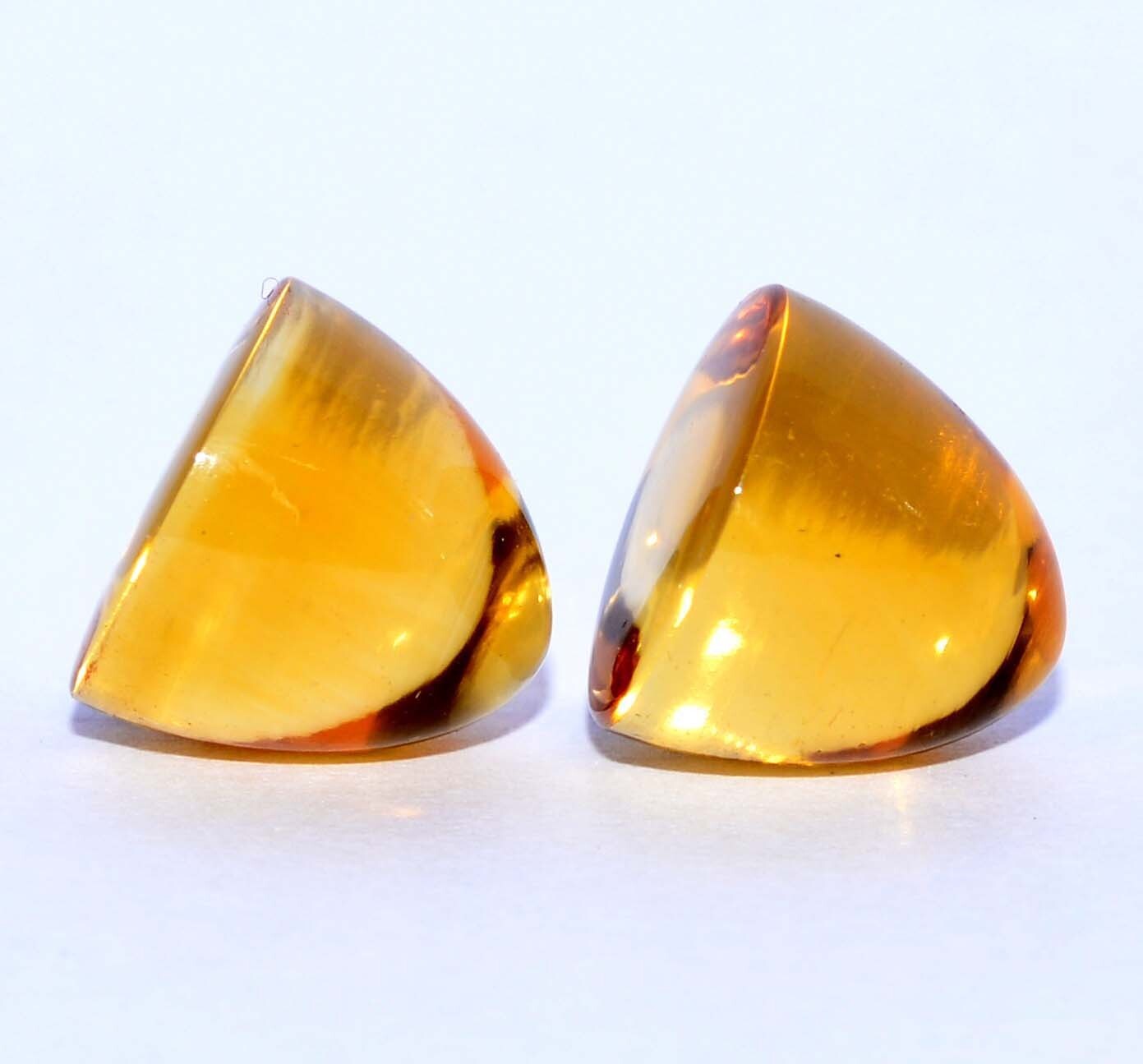 11 mm Natural Citrine Bullet Shape Cabochon Pair 16.66 Cts Golden Loose Gemstone