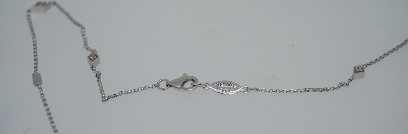 14K White Gold Diamond Station Chain by Gabriel & Co.