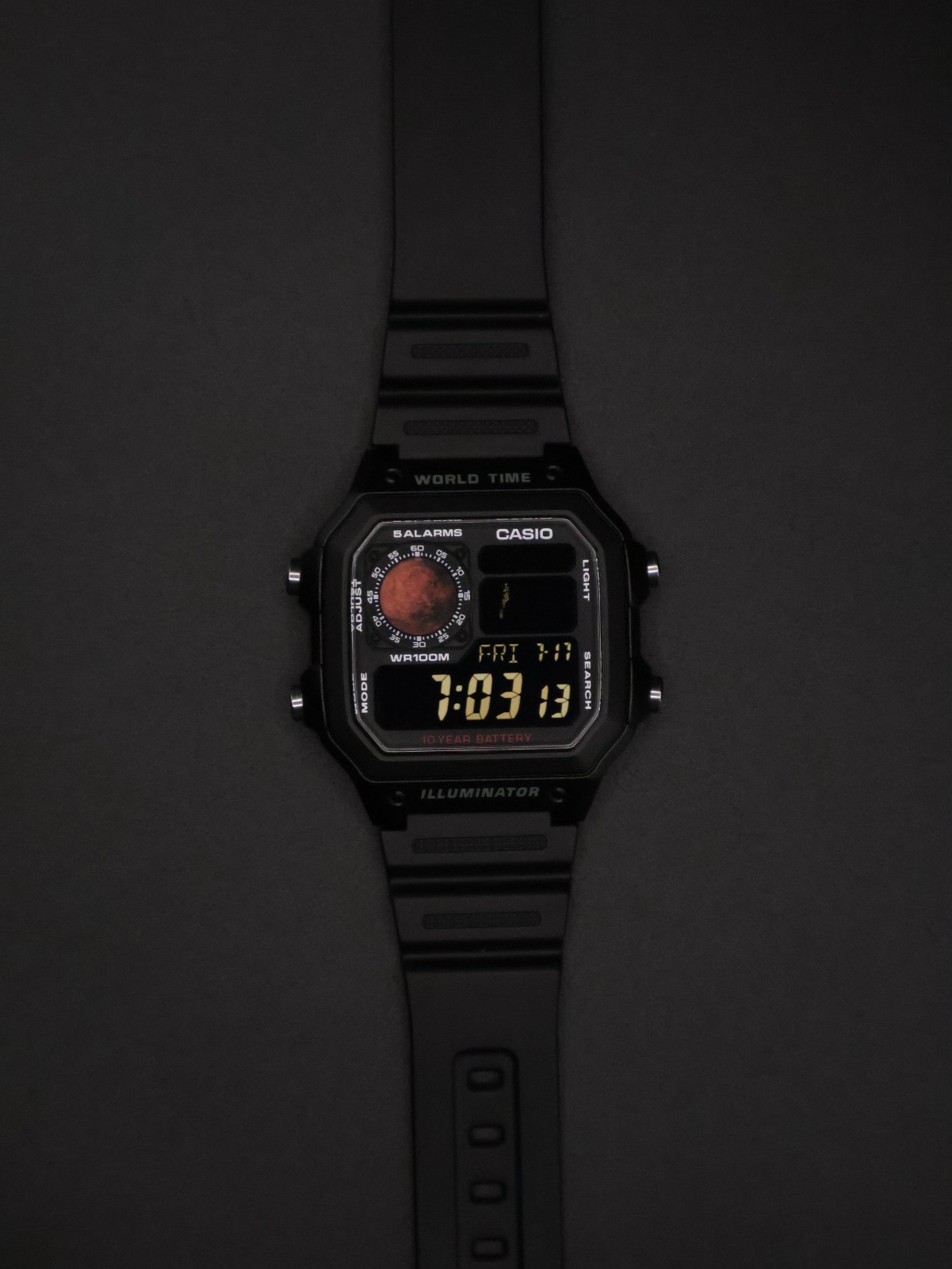 “Ares” | Custom Mars Negative Display Casio | Royale | AE-1200 | ☄️⚫️ | MOD