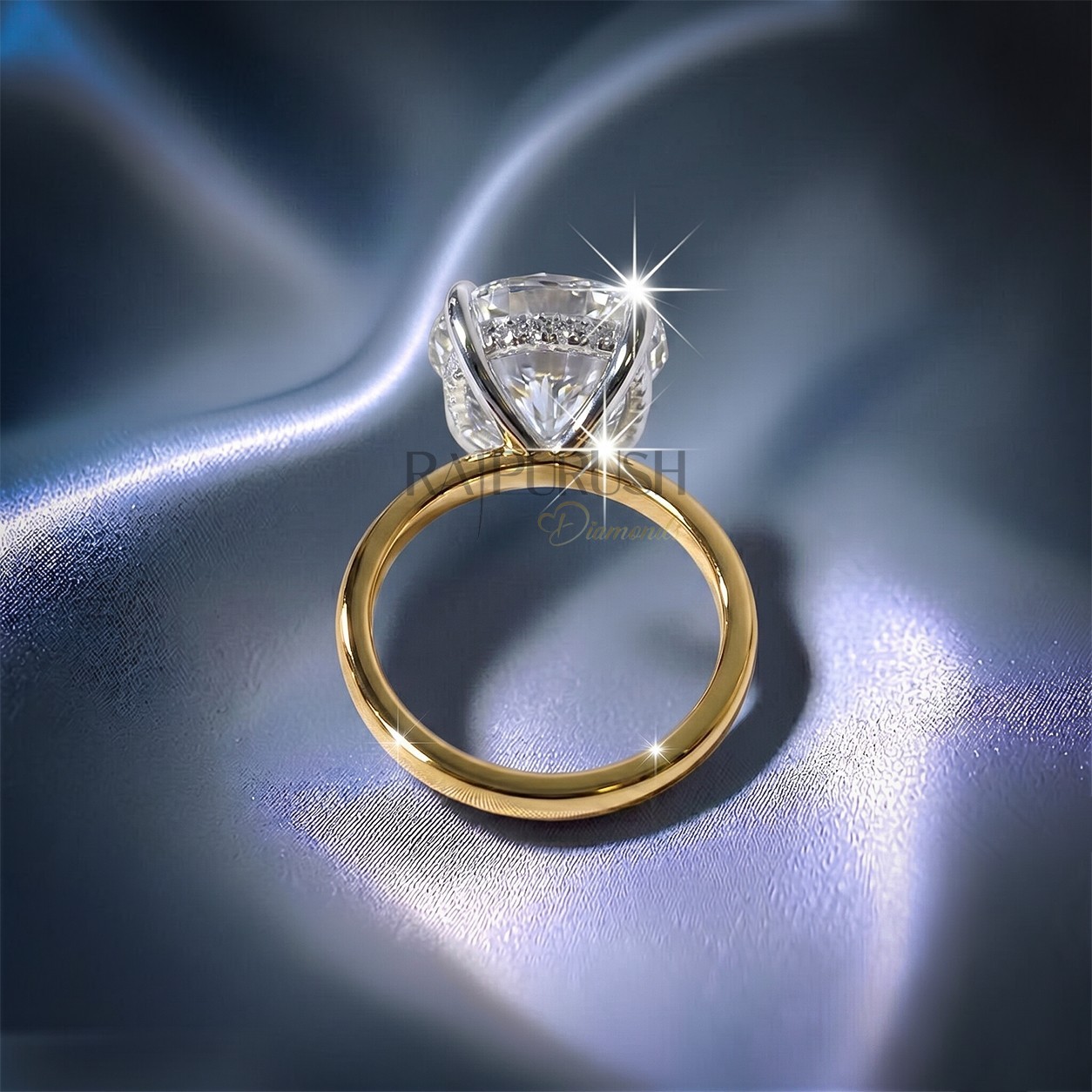5Ct Round Moissanite Engagement Ring Hidden Halo VVS1 14K Gold Plated Silver