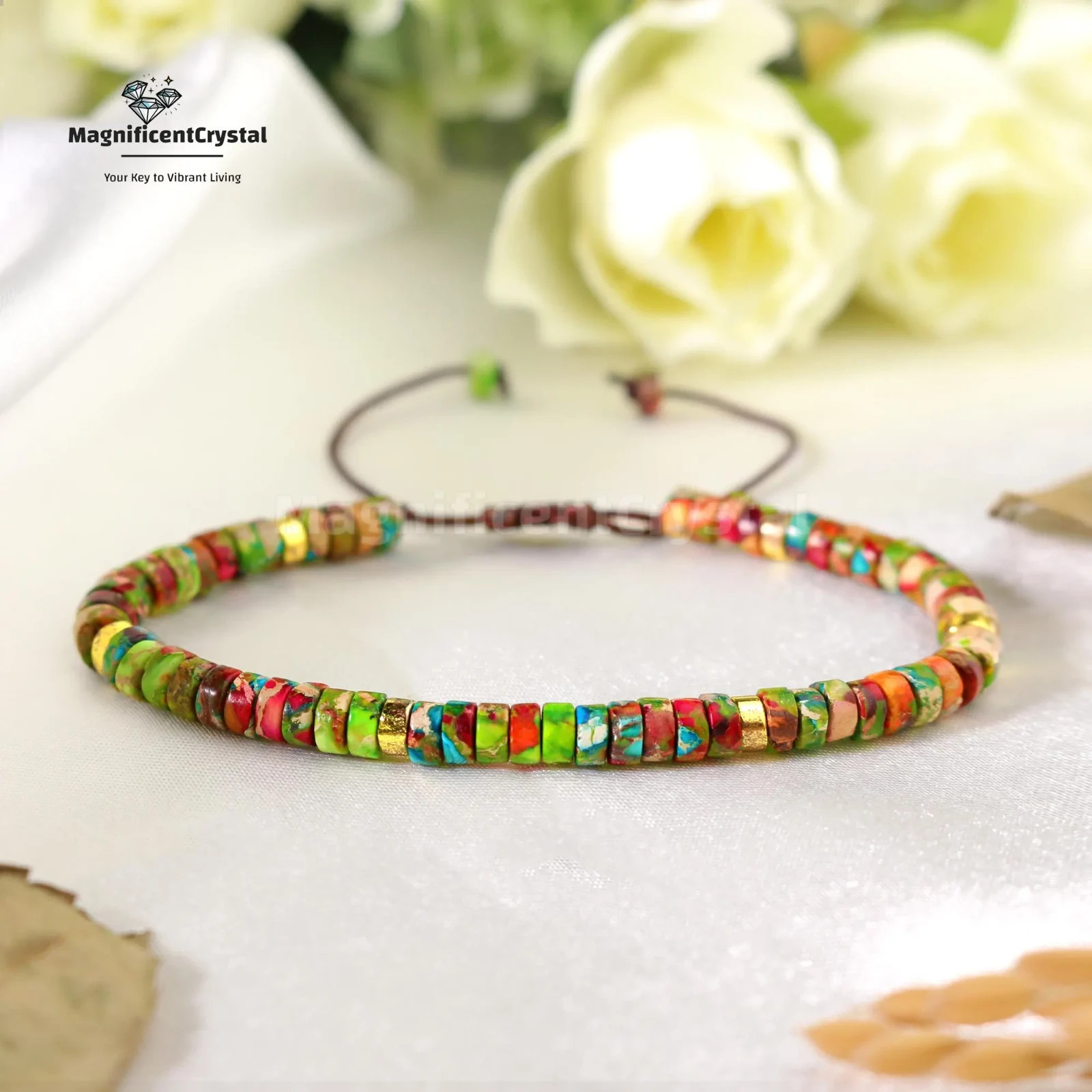 Chakra Balancing Imperial Jasper Rainbow Bracelet Multicolor Crystal Jewelry