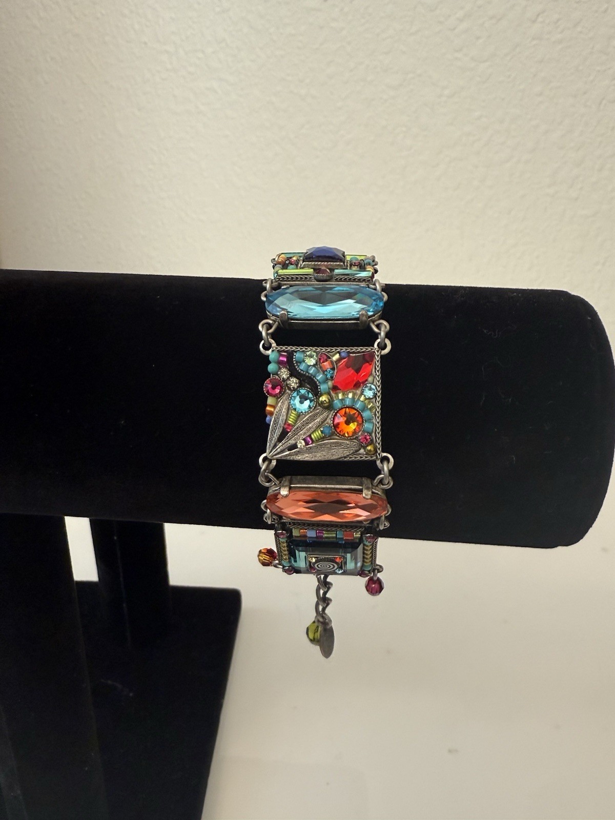 7-8″ Adjustable Crystal & Bead Mosaic FIREFLY Bracelet Stunning Color and Shine