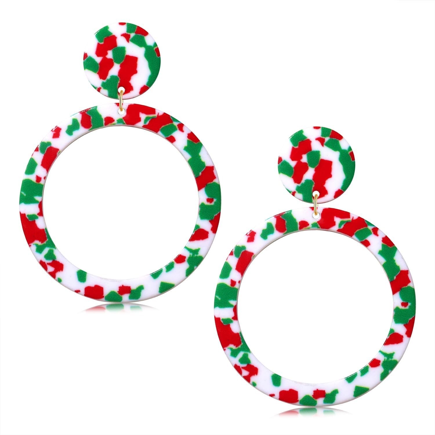 Acrylic Circle Drop Dangle Earrings Tortoise Shell Hoop Jewelry