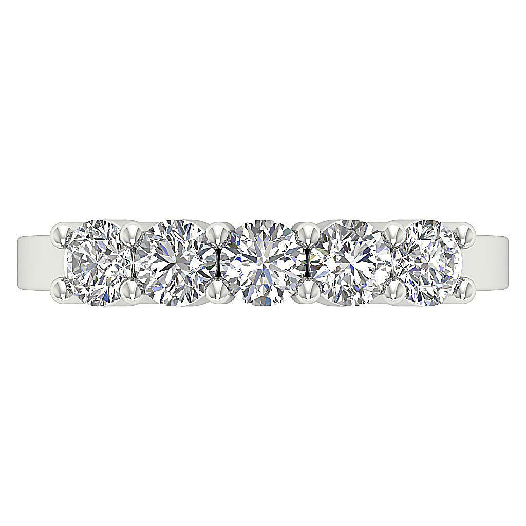 I1 G 1.00 Ct Genuine Diamond Five Stone Anniversary Ring 14K Solid Gold 3.80 MM