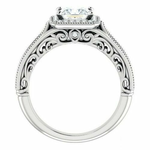 1.90Ct White Princess Cut CZ Engagement Wedding Ring In 925 Sterling Silver