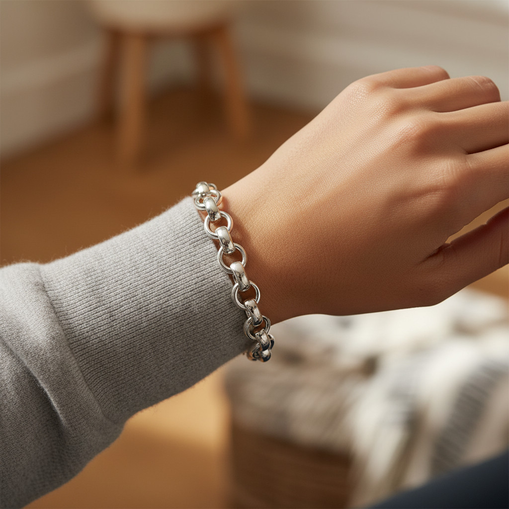Arte d’Argento Sterling 7-1/4″ Bold Rolo Link Bracelet, 34g