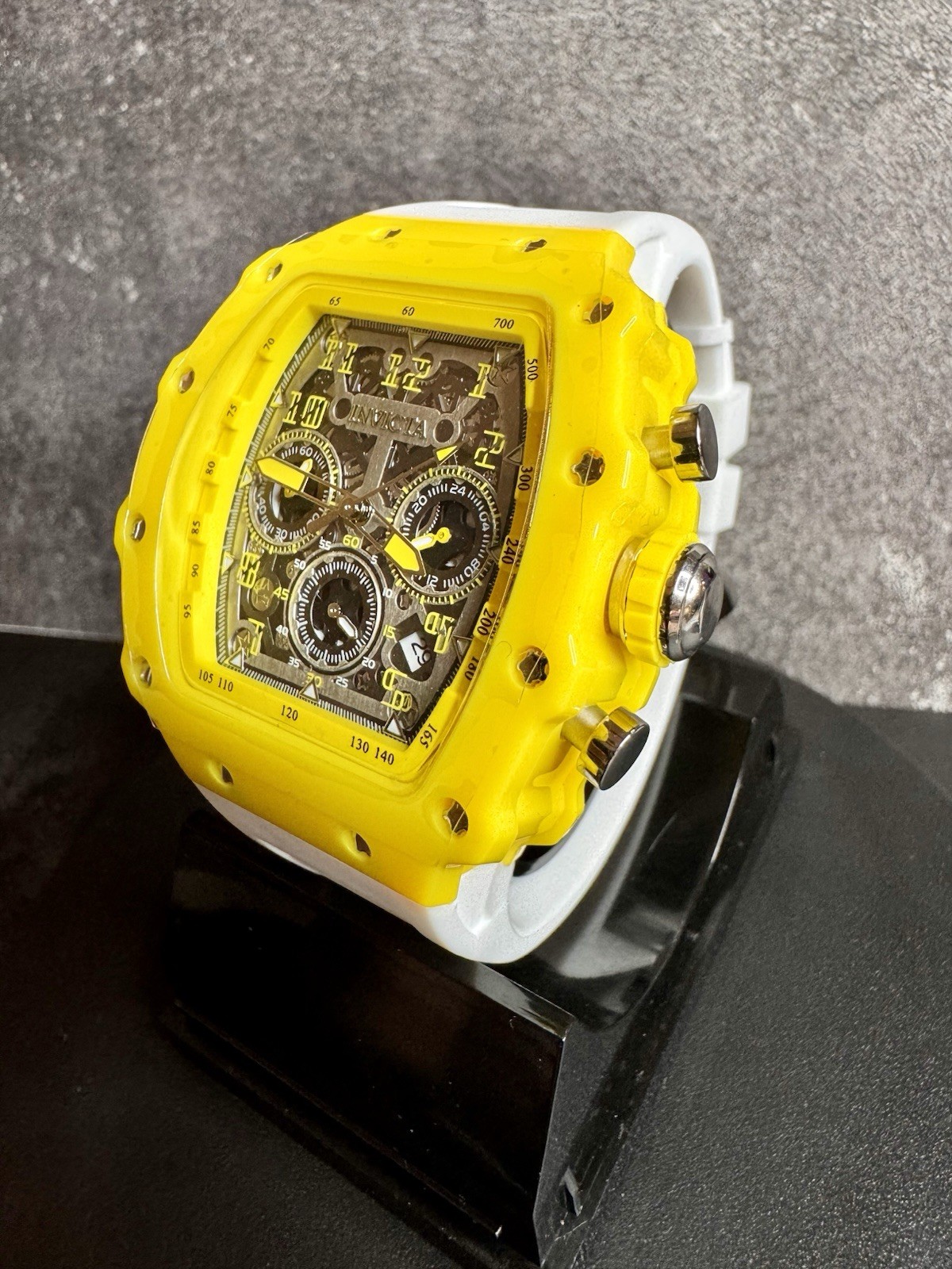 Invicta Racing 69740 Race Miami Special Edition Yellow Skeleton Chronograph NIB