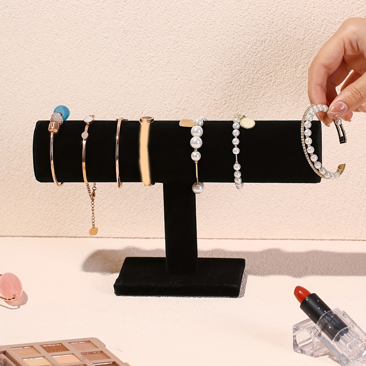 T Bar Jewelry Display Stand Bracelet Watch Necklace Holder Organizer Velvet Rack