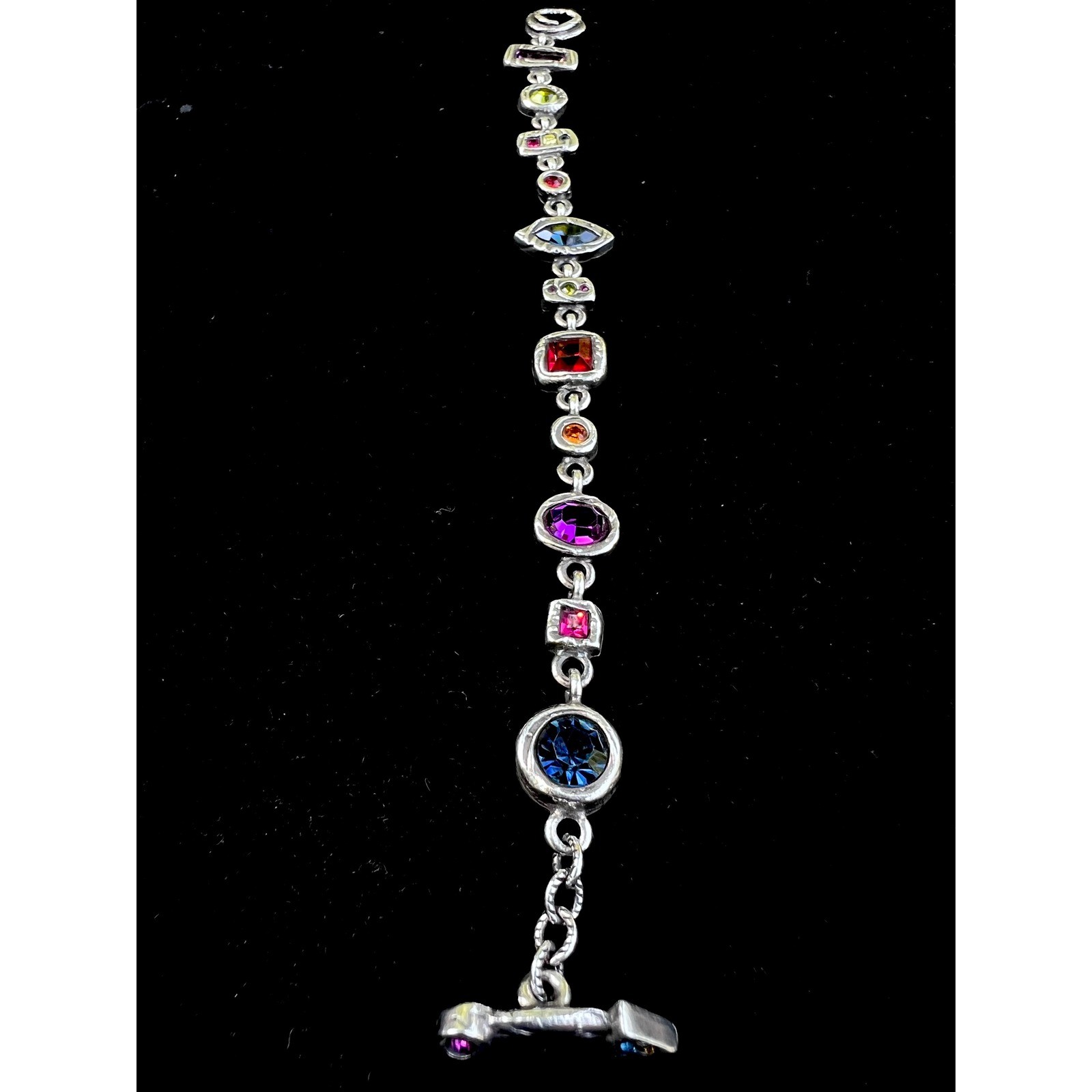 VTG Patricia Locke Signed Multi Color/Shape Swarovski Crystal Link Bracelet