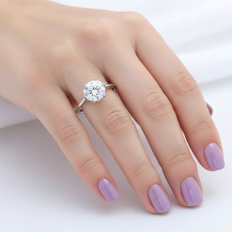Solitaire Engagement Ring Classic 14K Gold 2.52 CT Round Lab-Grown Diamond E VS1