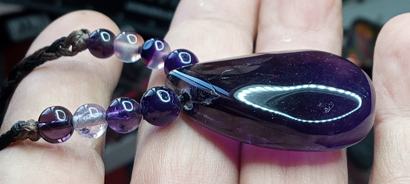 Amethyst Natural Stone With Purple Agate Beads Adjustable Neckalce.