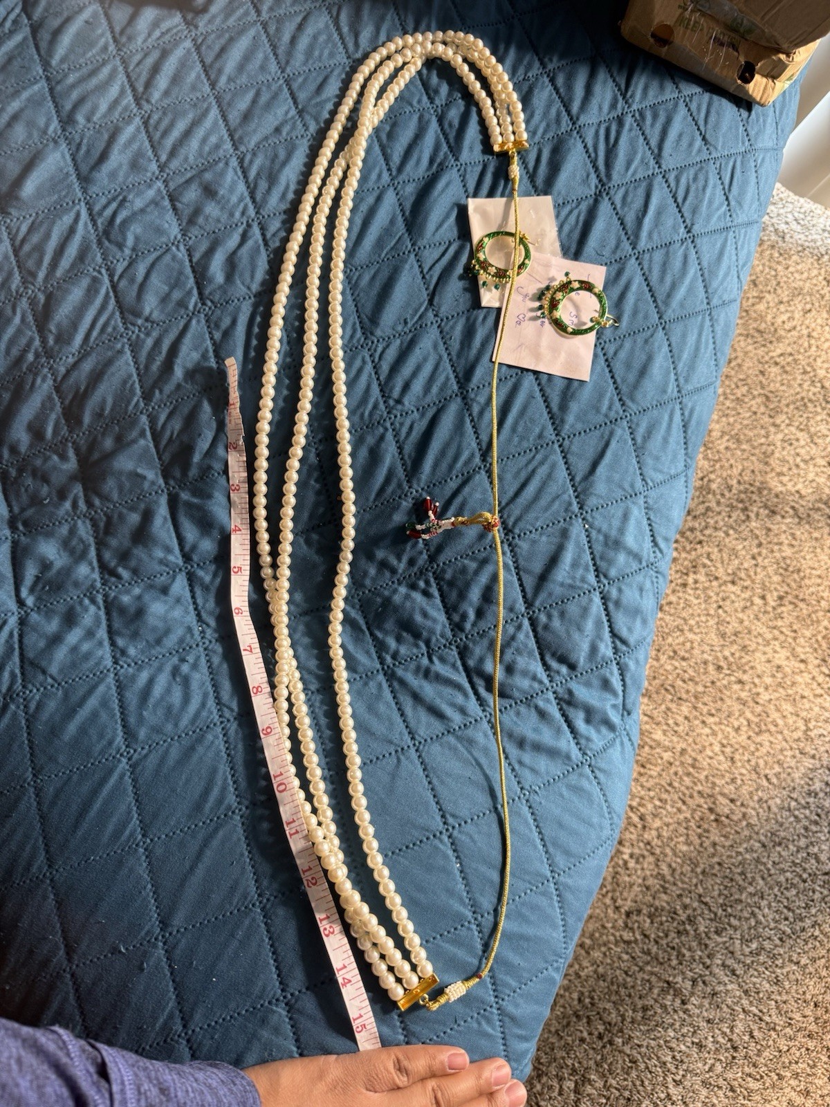 Multi-Strand Faux Pearl Beaded Necklace White, Gold Tone Adjustable