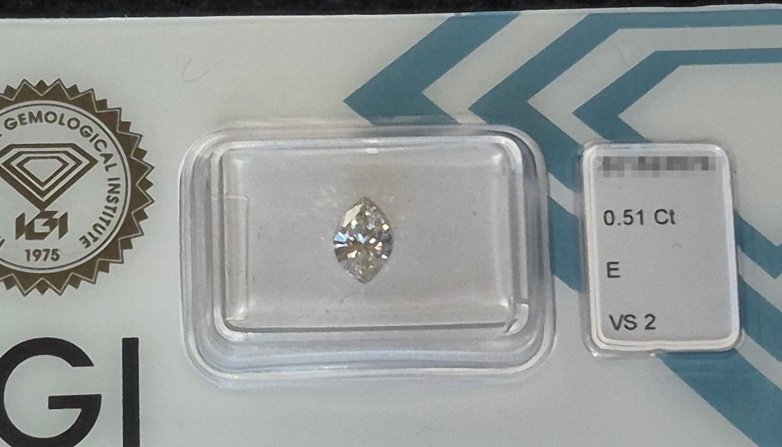 IGI Certified Natural Marquise Diamond 0.51ctw E VS2 Very Good Cut 6.92mm