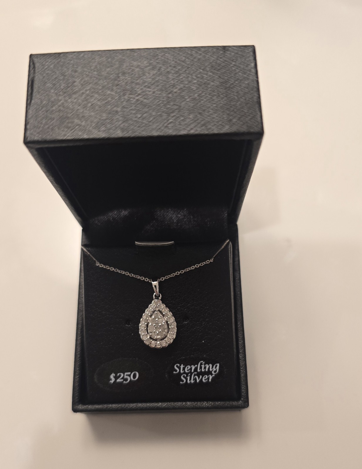 Macy’s Bridge Diamond 1/4 ct Pear Teardrop Pendant Necklace 925 Chain, 2 Sets