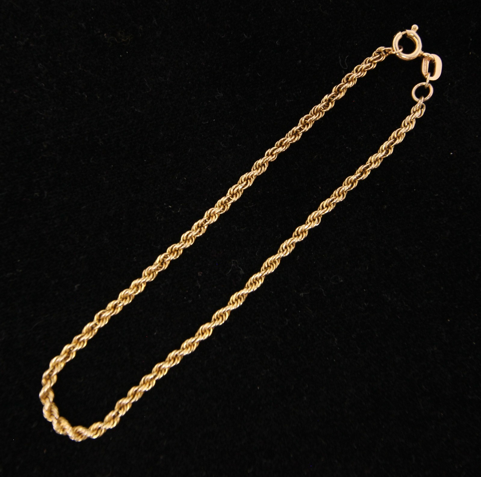 Vintage 1983 Hallmarked Solid 9ct 9k Gold Rope Chain Bracelet 7.5”