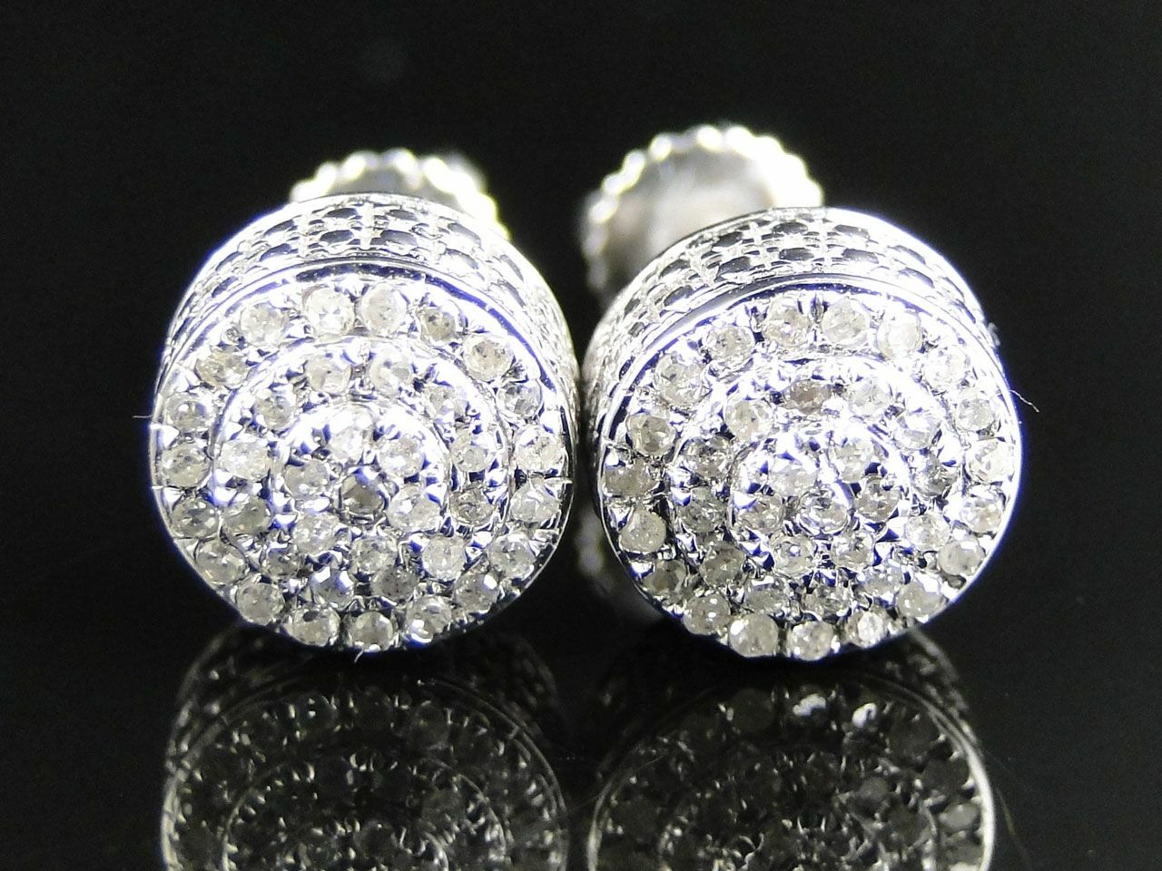 0.46ct Lab-Created Moissanite Mini Circle Dome Stud Earrings White Gold Plated