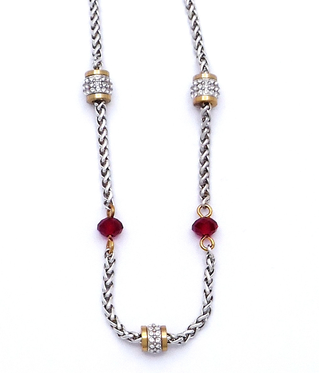 NWT Brighton Meridian Petite Short Red Crystal Two Tone Necklace $132 Jewelry