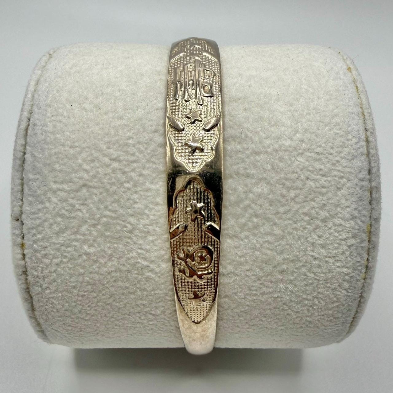 Chinese 925 Sterling Silver Adjustable Engraved Bangle Bracelet