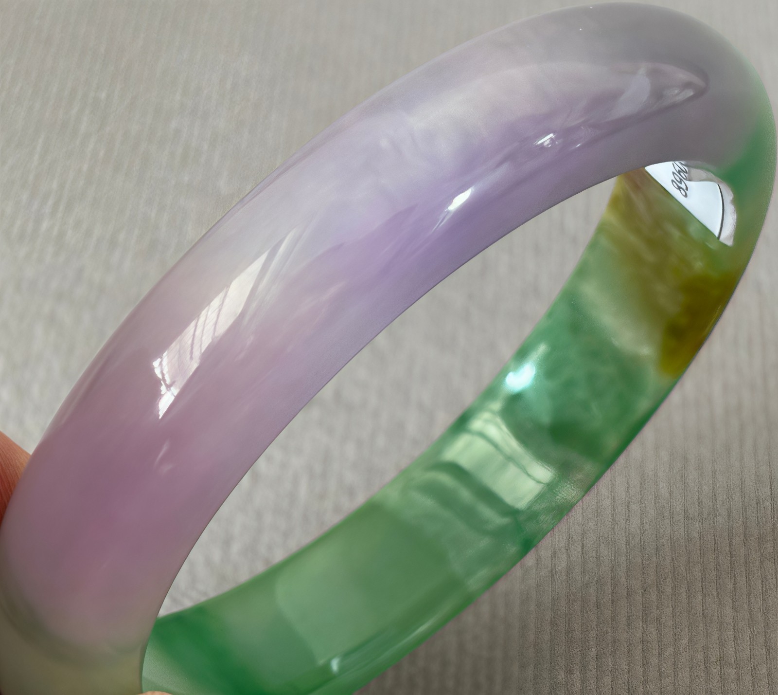 61mm Natural Lavender Jadeite Jade Bracelet Burma Emerald Jade Bracelet Bangle