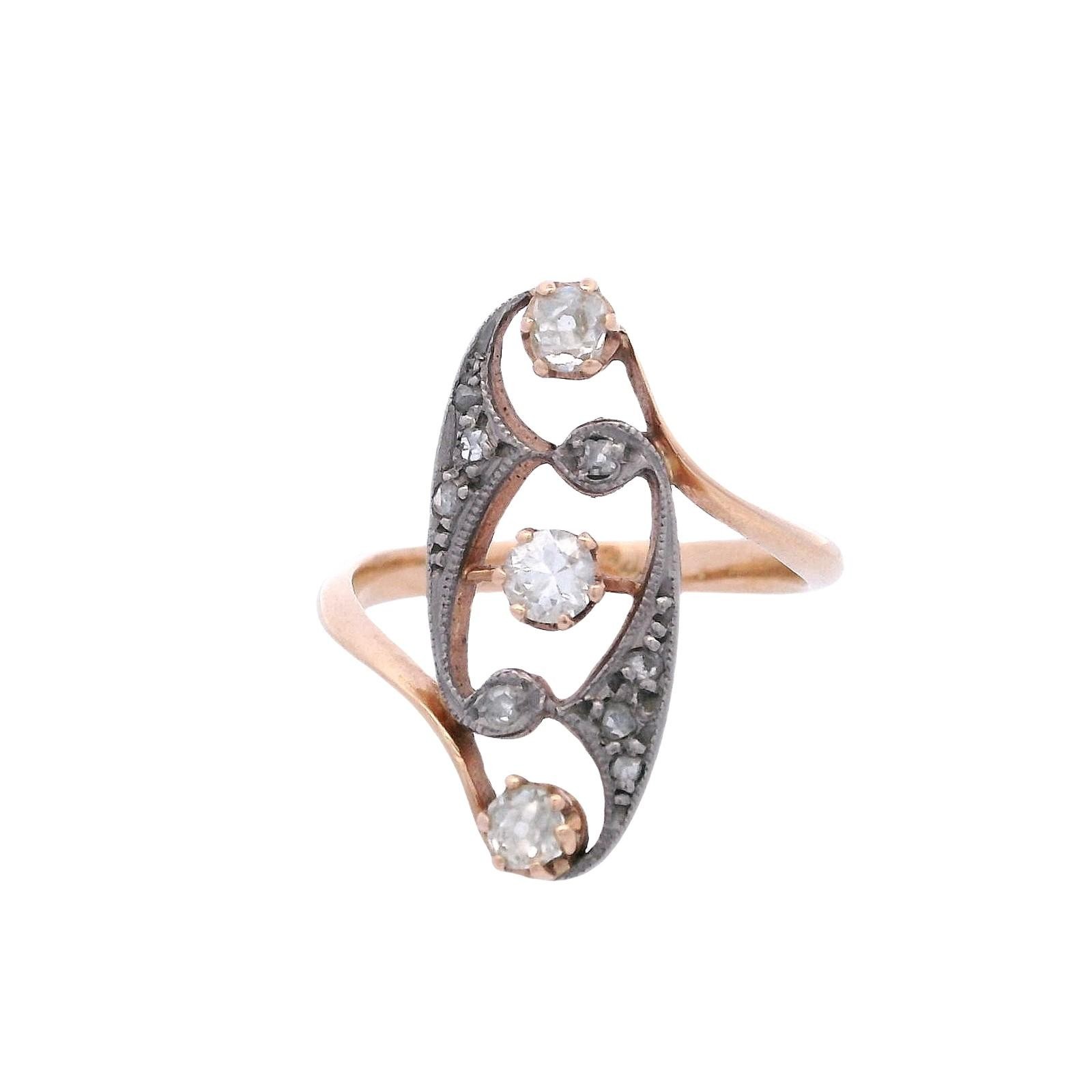 Edwardian 18K Yellow Gold & Platinum Ring with 0.35 CTW in Diamond