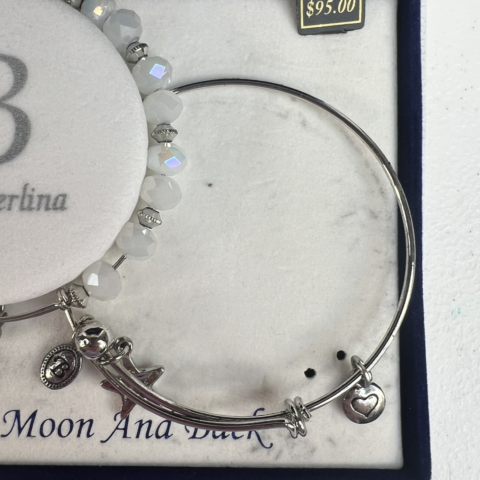 Bella Perlina Love You To The Moon And Back Charm Bracelets Set Of 3 Silver Tone