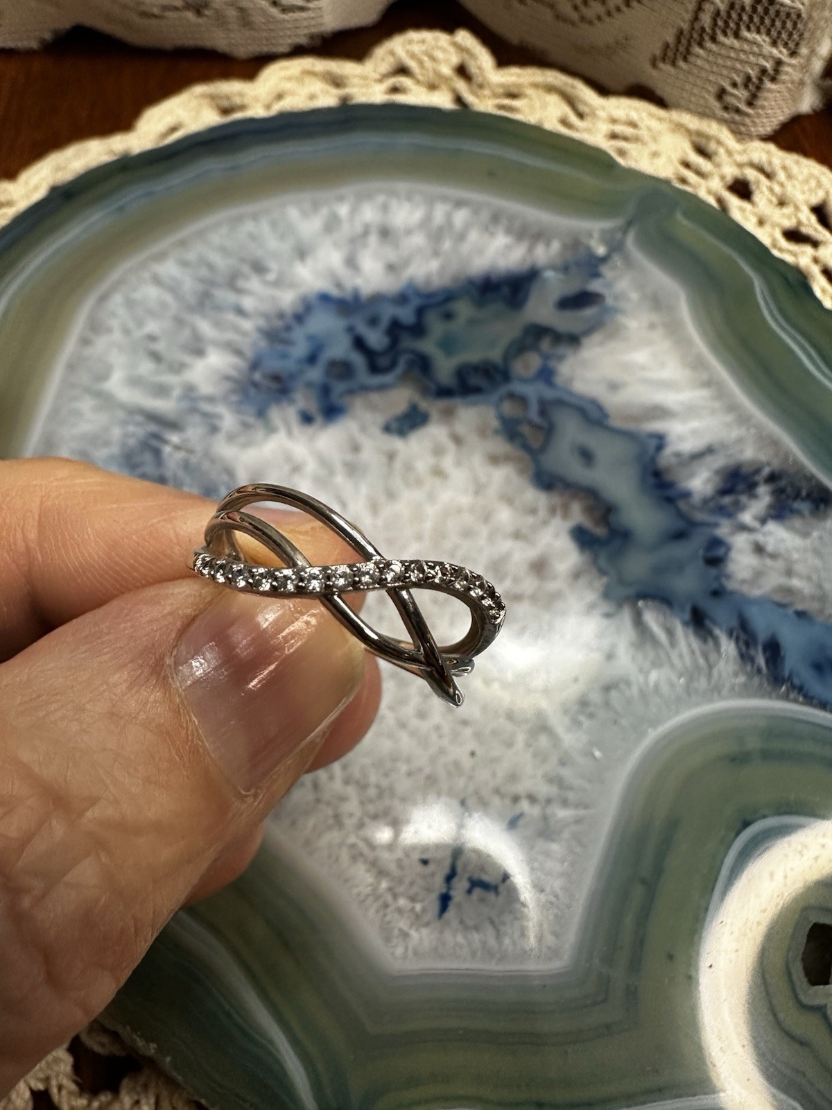 Sterling Silver & Clear Stone Ring size 7 – 1.95g