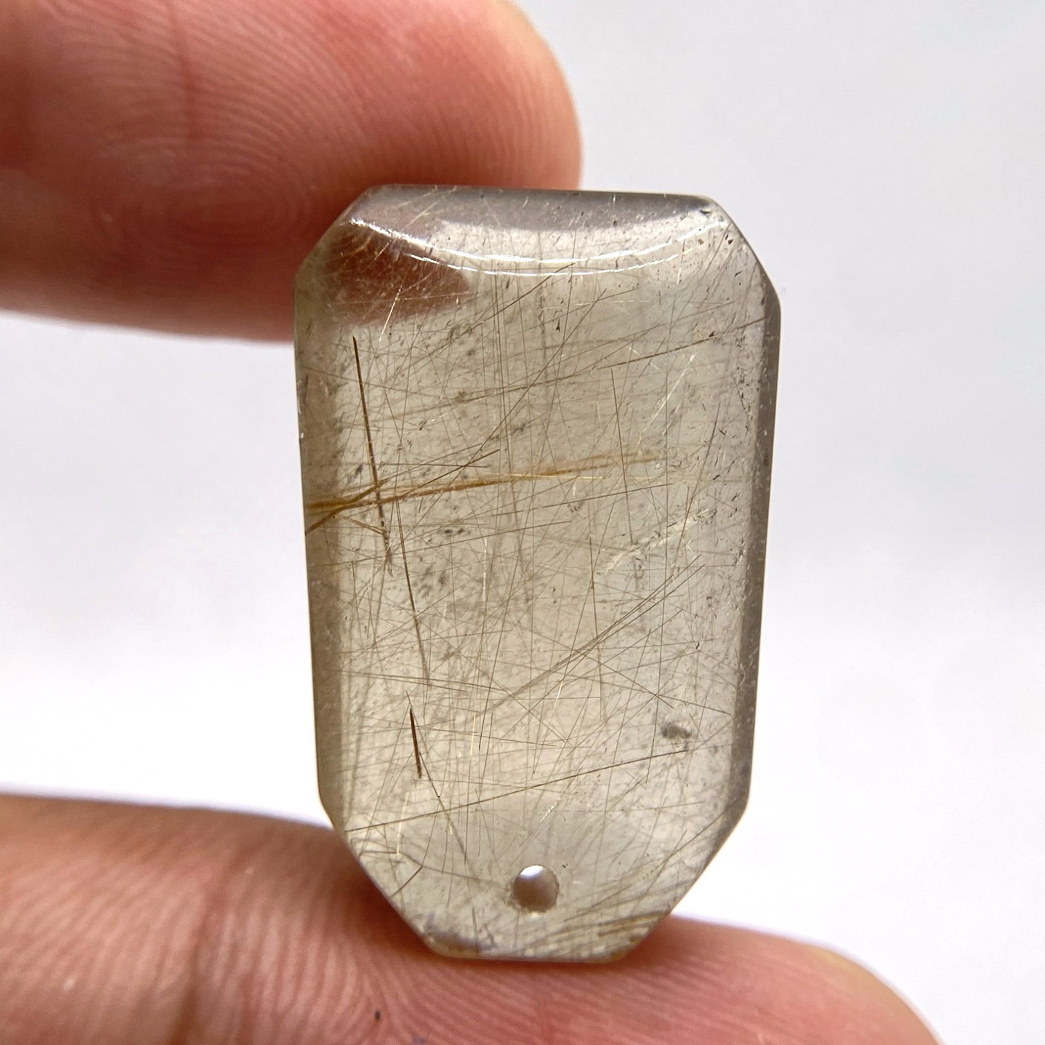 35.15 ct QUARTZ WITH RUTILE NEEDLES – BRAZIL – Natural Untreated Pendant Gem
